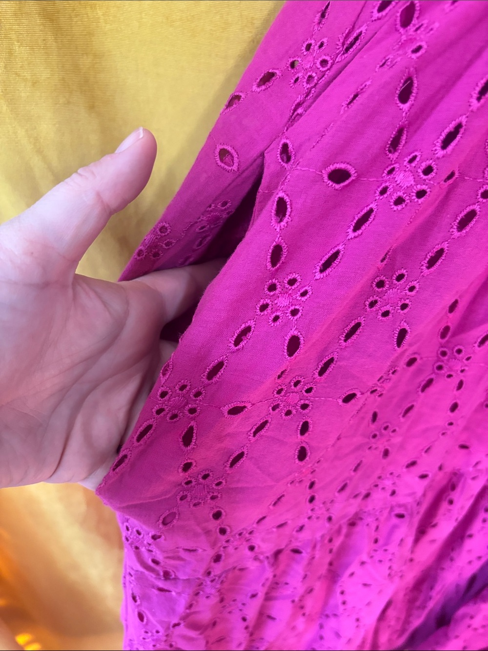 Anthropologie Somerset Bright Magenta Eyelet Maxi Dress EUC XL - Picture 4 of 6